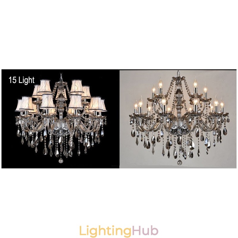 Grey Colour Candle Large K9 Crystal Chandelier with Shades