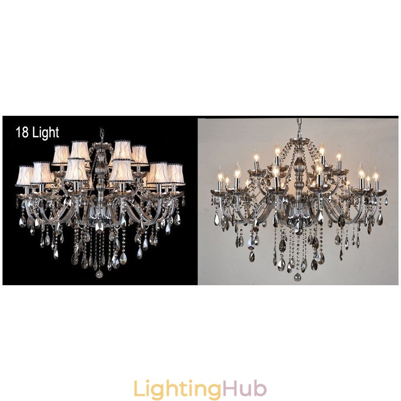 Grey Colour Candle Large K9 Crystal Chandelier with Shades