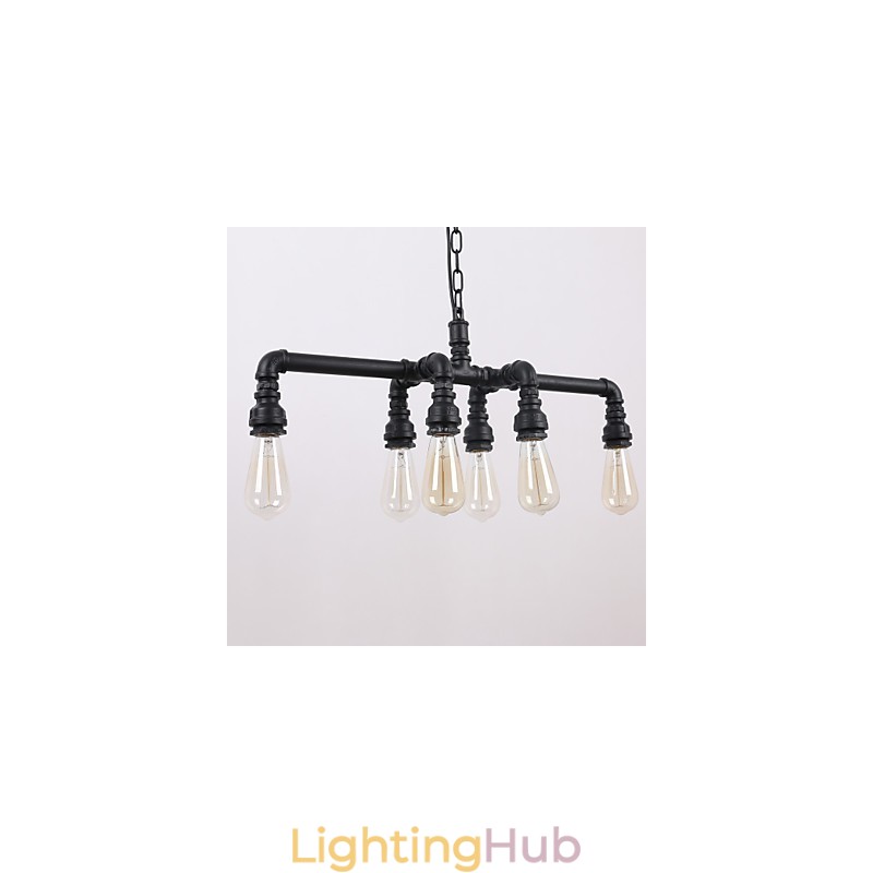 Water Pipe Retro Plating 6Light Painting Pendant