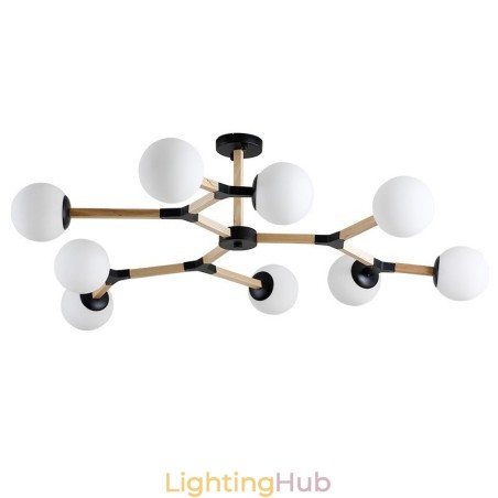 Wooden Nordic Modern Magic Bean Wood Molecular Chandelier with Glass Shades Wooden Nordic Modern Magic Bean Wood Molecular Chandelier with Glass Shades