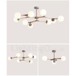 Wooden Nordic Modern Magic Bean Wood Molecular Chandelier with Glass Shades