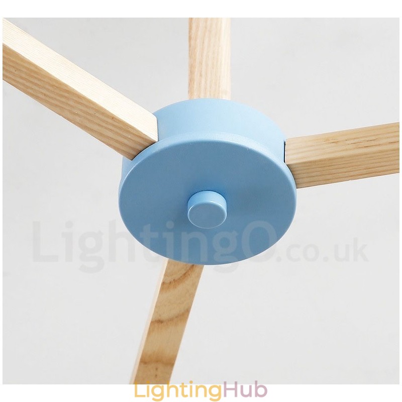 Wooden Nordic Modern Magic Bean Wood Molecular Chandelier with Glass Shades