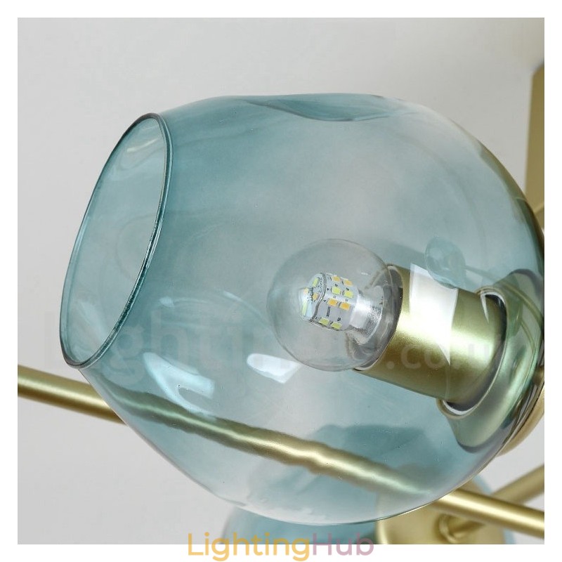 3 Light Rustic Lodge Stainless Steel Chandelier with Clear or Blue Glass Shades