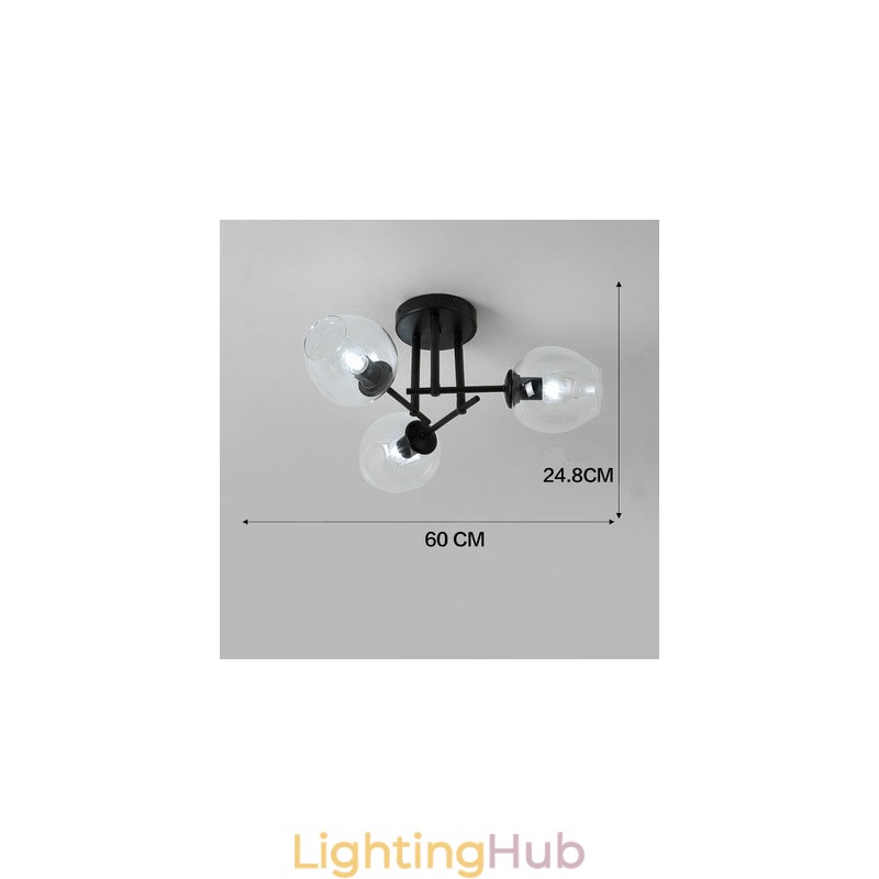 3 Light Rustic Lodge Stainless Steel Chandelier with Clear or Blue Glass Shades