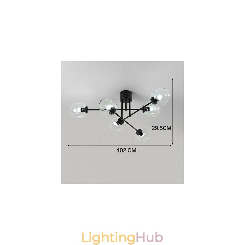 6 Light Rustic Lodge Stainless Steel Chandelier with Clear or Blue Glass Shades