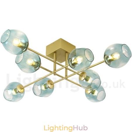 8 Light Rustic Lodge Stainless Steel Chandelier with Clear or Blue Glass Shades 8 Light Rustic Lodge Stainless Steel Chandelier with Clear or Blue Glass Shades
