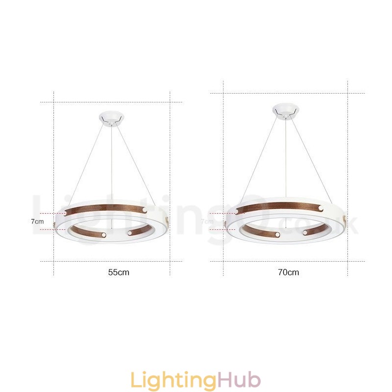 Multi Wood Colours Ring Modern Contemporary Pendant Light with Acrylic Shade