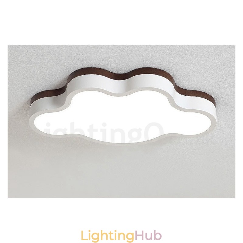 Retro Wooden Steel Flush Wood Light Kids Ceiling Light