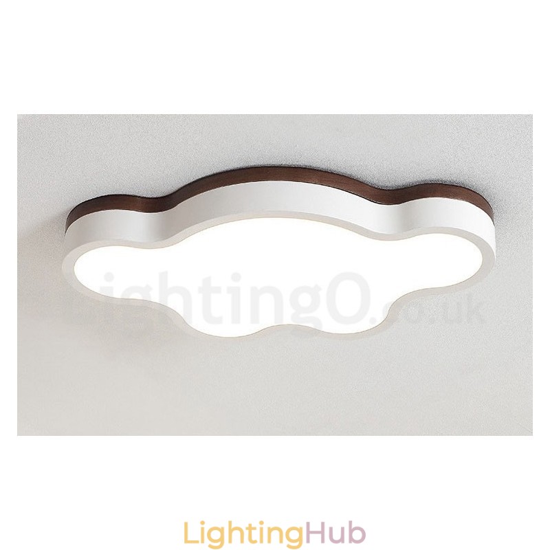 Retro Wooden Steel Flush Wood Light Kids Ceiling Light