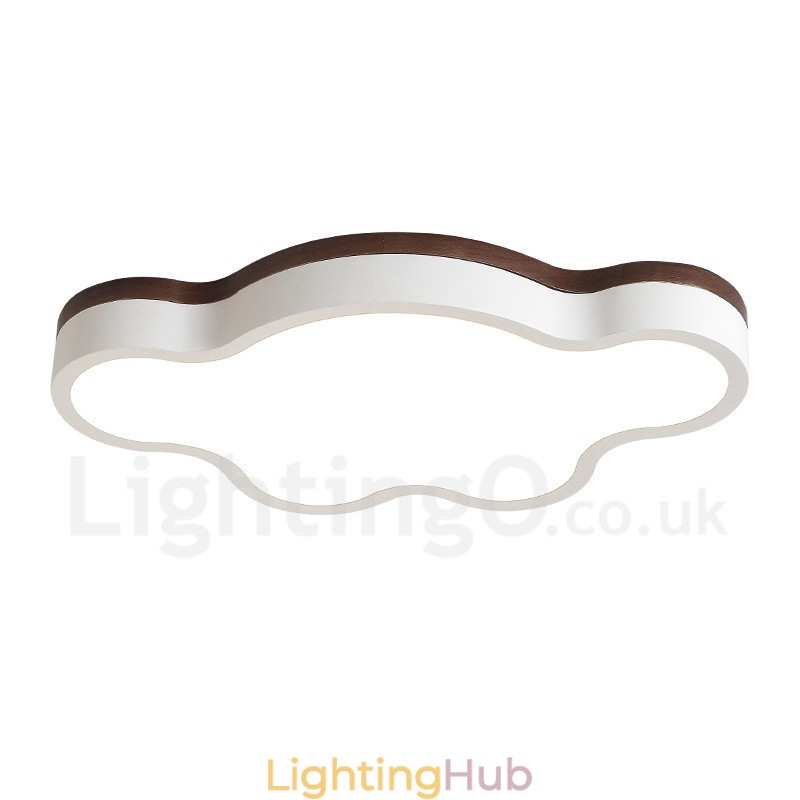 Retro Wooden Steel Flush Wood Light Kids Ceiling Light