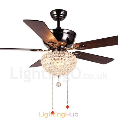 132CM (52") American Style Wood Retro Remote Control Ceiling Fan Light with Crystal Shade Mute Pure Copper Motor 132CM (52") American Style Wood Retro Remote Control Ceiling Fan Light with Crystal Shade Mute Pure Copper Motor