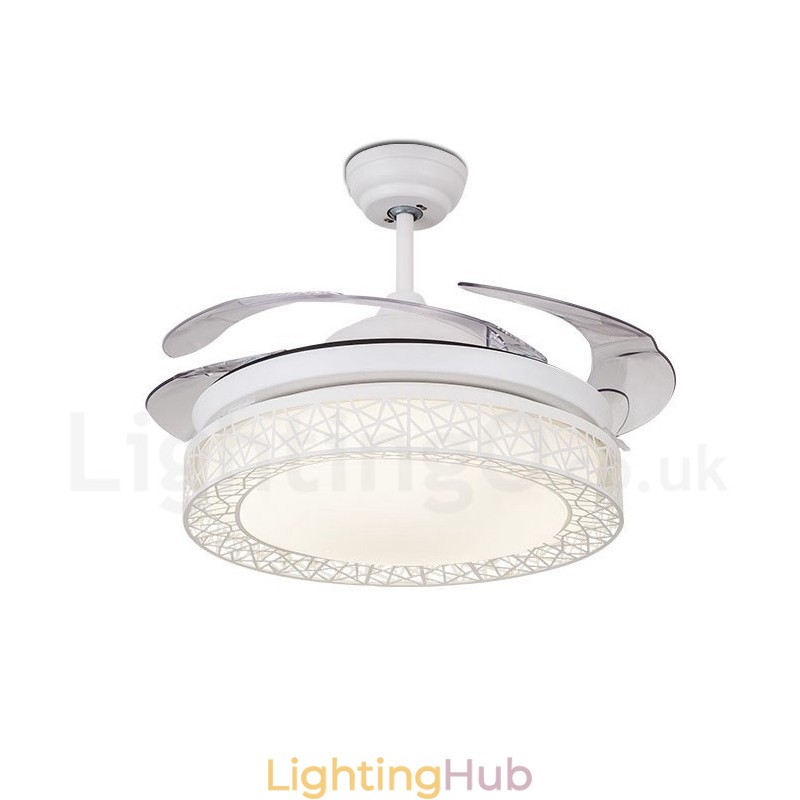108CM (42") 91CM(36") Modern Contemporary Remote Control Hollow Ceiling Fan Light with Acrylic Shade Mute Pure Copper Motor