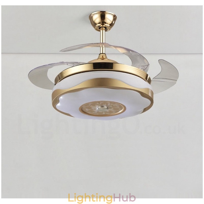 108CM (42") 91CM(36") Modern Contemporary Remote Control Gold Colour Ceiling Fan Light with Acrylic Shade Mute Pure Copper Motor