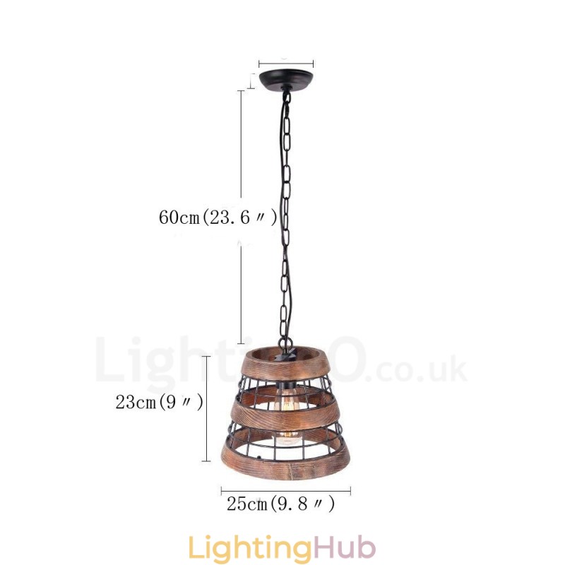 1 Light Ring Vintage Wooden Chandelier Industrial Wind Loft Wood Linear Pendant Lighting