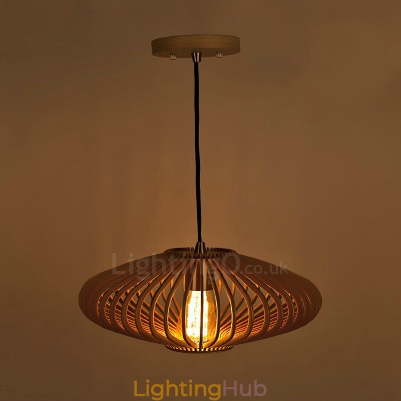 1 Light Lantern Vintage Wooden Chandelier Industrial Wind Loft Wood Linear Pendant Lighting