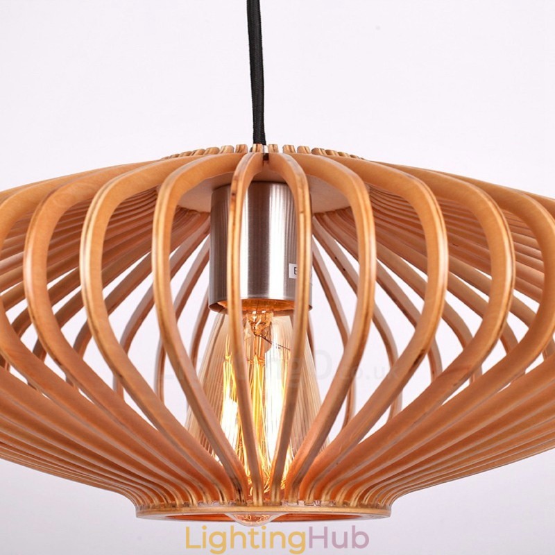 1 Light Lantern Vintage Wooden Chandelier Industrial Wind Loft Wood Linear Pendant Lighting