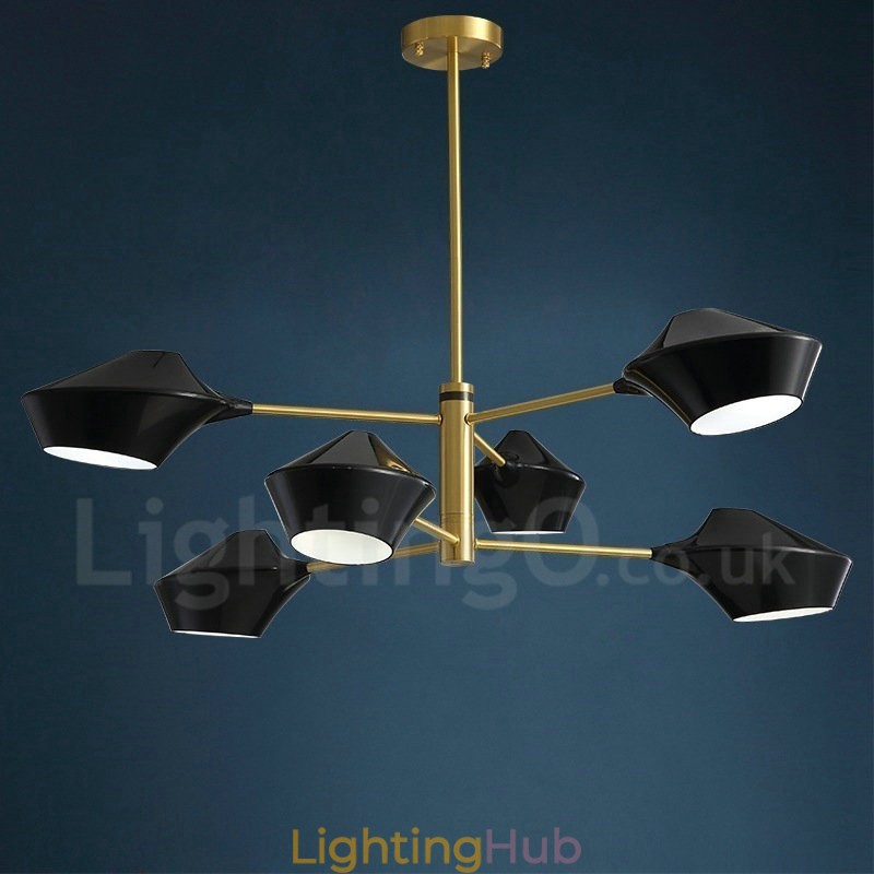 2 Tiers Multi Colours Linear Retro Chandelier 6 Light with Acrylic Shades Outdoors Garage