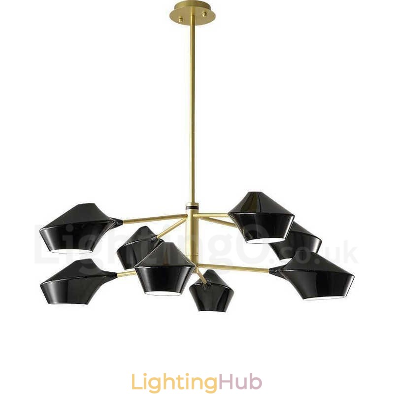 Two Tiers Multi Colours Linear Retro Chandelier 8 Light with Acrylic Shades Outdoors Garage