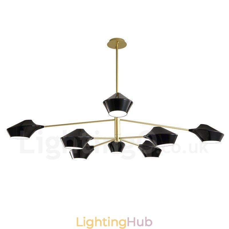 Two Tiers Multi Colours Linear Retro Chandelier 8 Light with Acrylic Shades Outdoors Garage