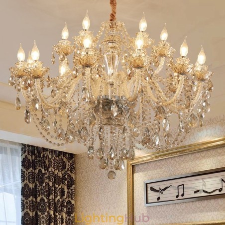 18 (12+6) Light Cognac Colour Elegant Crystal Candle Chandelier 18 (12+6) Light Cognac Colour Elegant Crystal Candle Chandelier