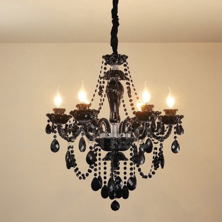 6 Light Black Elegant Crystal Candle Chandelier 6 Light Black Elegant Crystal Candle Chandelier