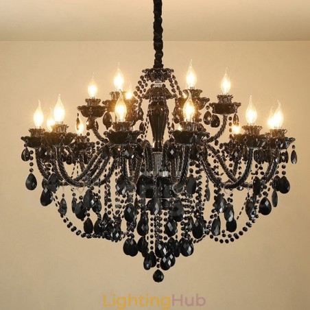 18 (12+6) Light Black Elegant Crystal Candle Chandelier 18 (12+6) Light Black Elegant Crystal Candle Chandelier