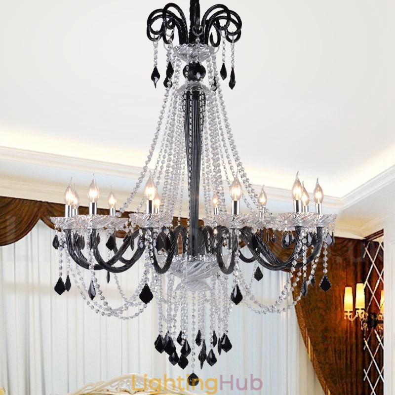 Black Crystal Candle Chandelier