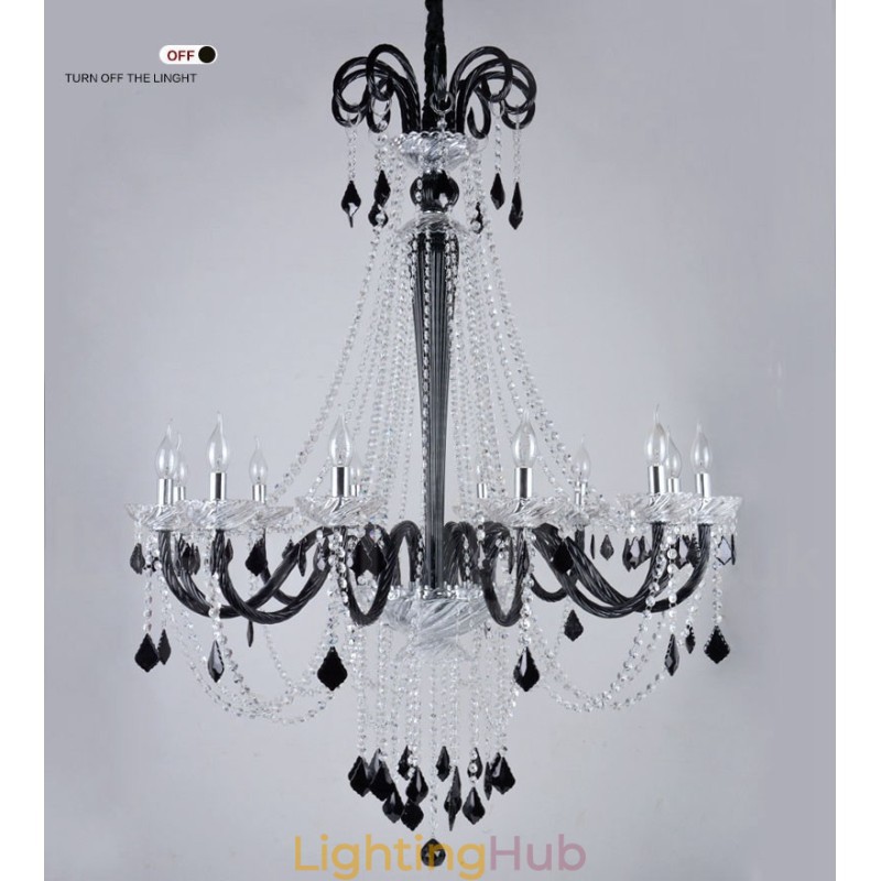 Black Crystal Candle Chandelier