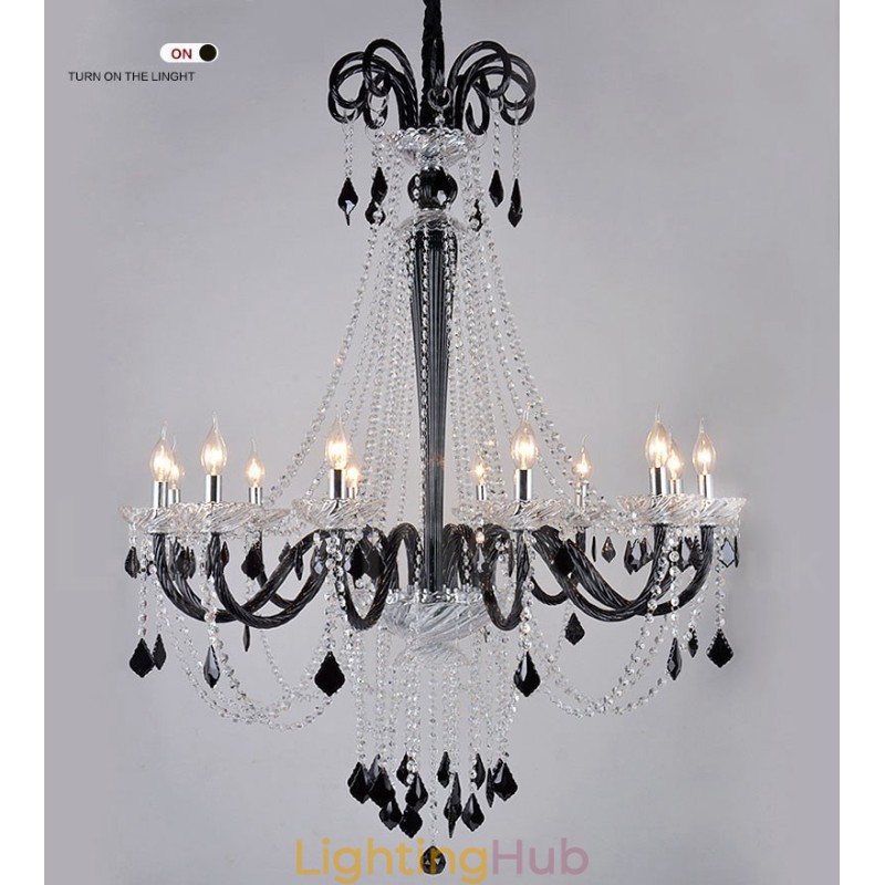 Black Crystal Candle Chandelier