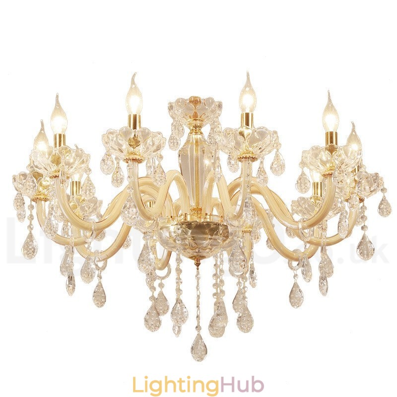 Gold Chandelier with Clear Crystal Candle Chandelier