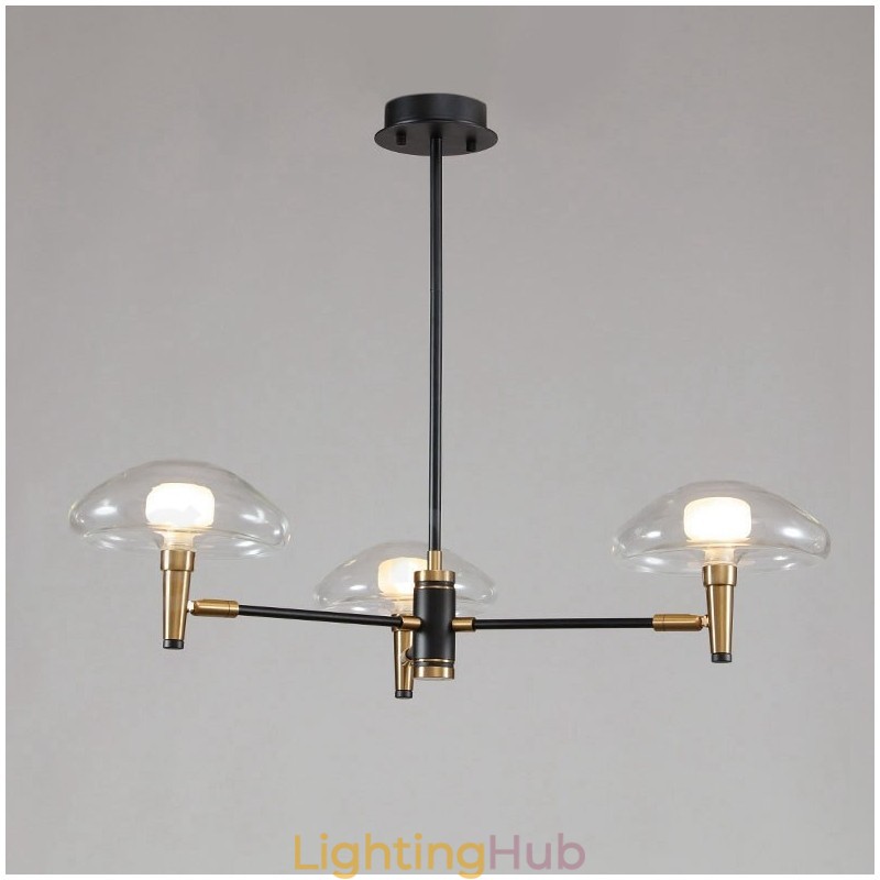 3 Light Mini Style Uplight Electroplated Painted Finish Chandelier with Glass Shades
