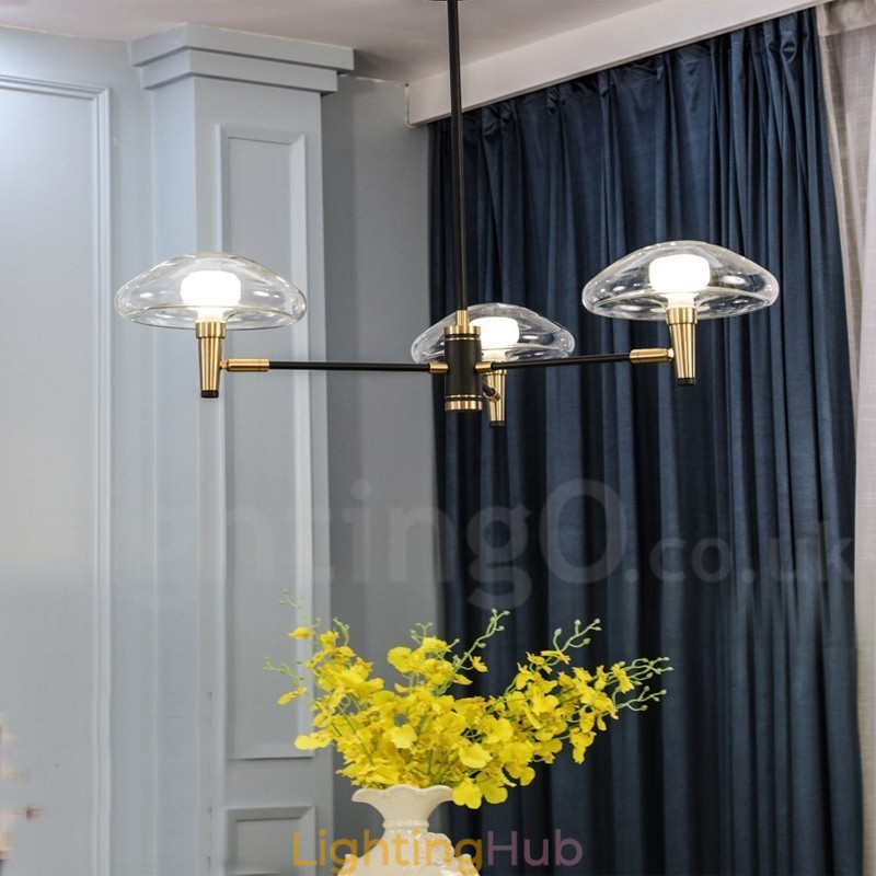 3 Light Mini Style Uplight Electroplated Painted Finish Chandelier with Glass Shades
