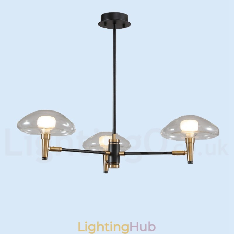3 Light Mini Style Uplight Electroplated Painted Finish Chandelier with Glass Shades