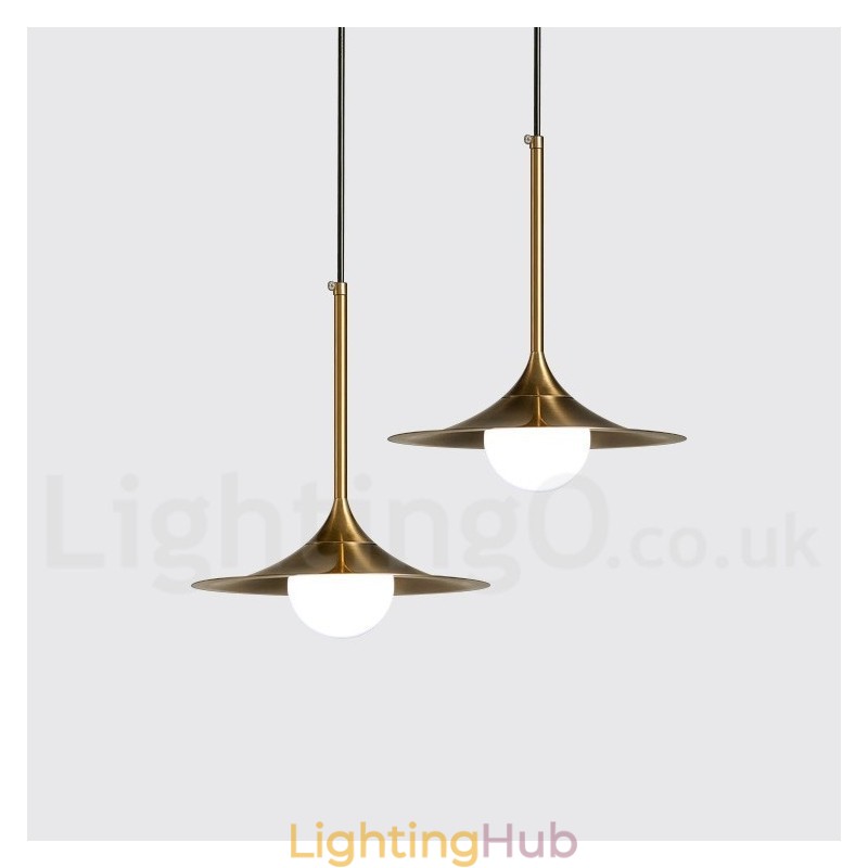 1 Light Industrial Style Gold Mini Style Electroplated Painted Finish Pendant Light with Glass Shade