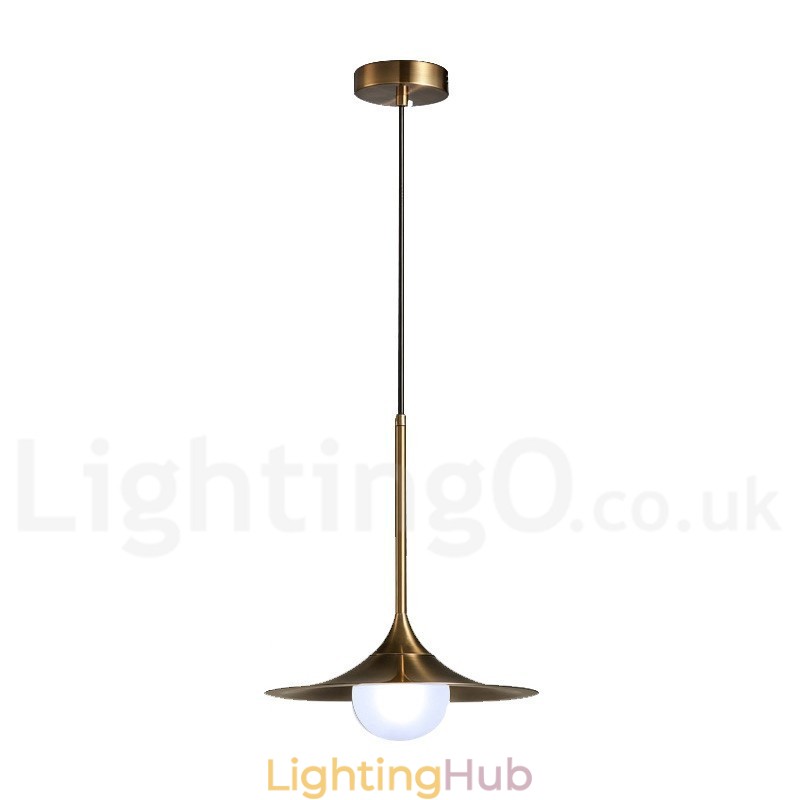 1 Light Industrial Style Gold Mini Style Electroplated Painted Finish Pendant Light with Glass Shade
