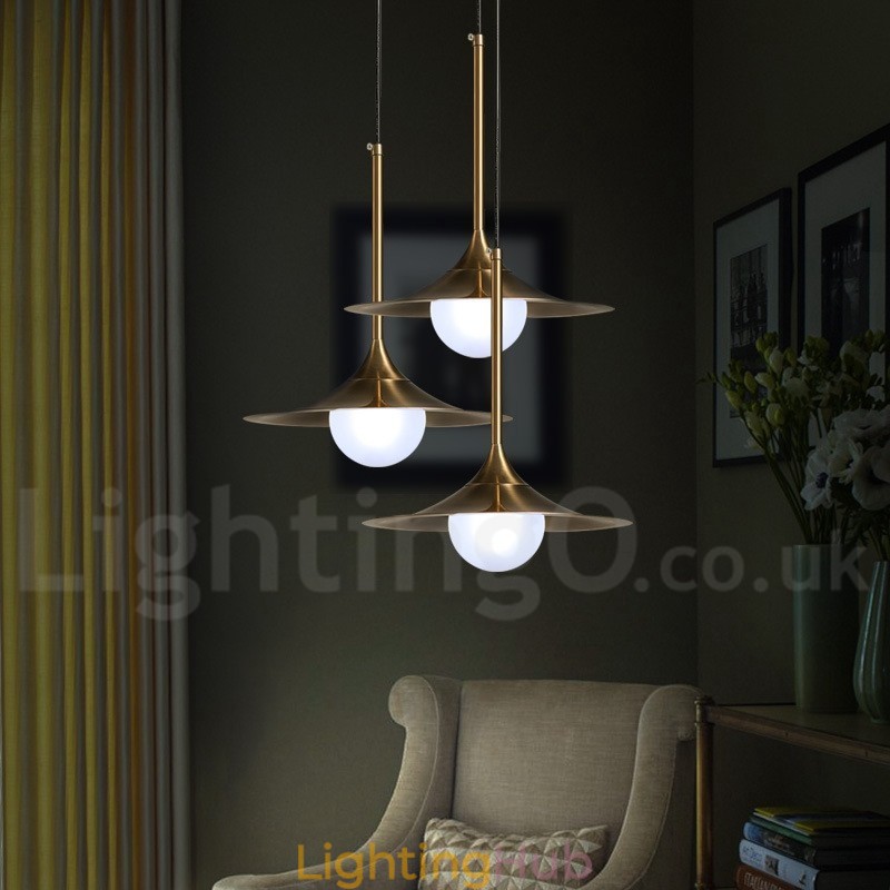 1 Light Industrial Style Gold Mini Style Electroplated Painted Finish Pendant Light with Glass Shade