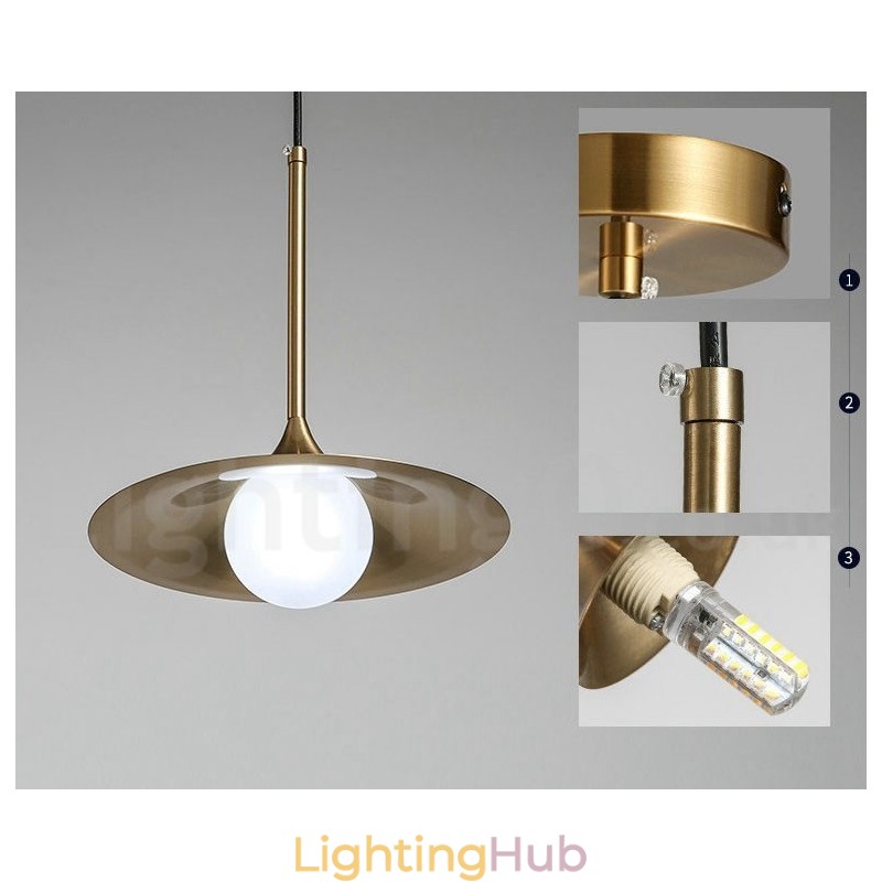 1 Light Industrial Style Gold Mini Style Electroplated Painted Finish Pendant Light with Glass Shade