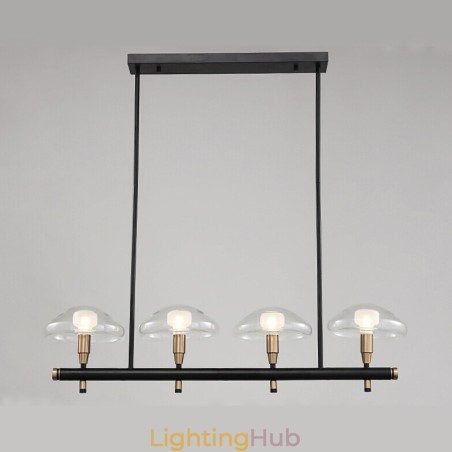4 Light Linear Uplight Electroplated Painted Finish Chandelier with Glass Shades 4 Light Linear Uplight Electroplated Painted Finish Chandelier with Glass Shades