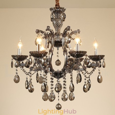 6 Light Grey Crystal Candle Chandelier 6 Light Grey Crystal Candle Chandelier