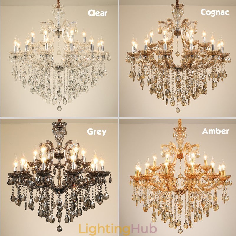 6 Light Grey Crystal Candle Chandelier