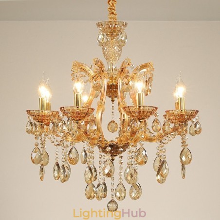 8 Light Amber Crystal Candle Chandelier 8 Light Amber Crystal Candle Chandelier