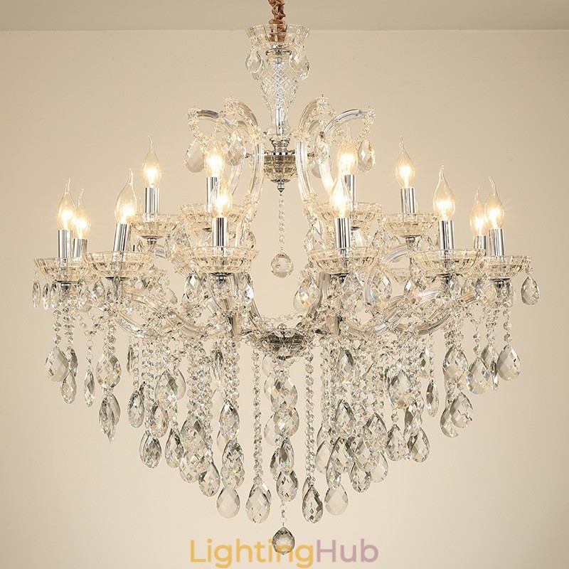 18 (12+6) Light Clear Crystal Candle Chandelier