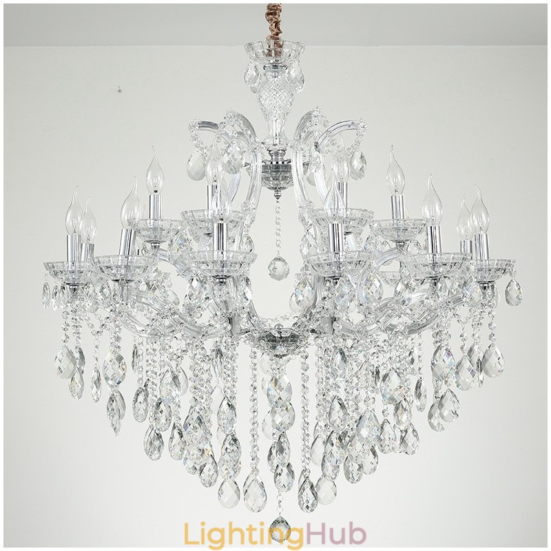 18 (12+6) Light Clear Crystal Candle Chandelier