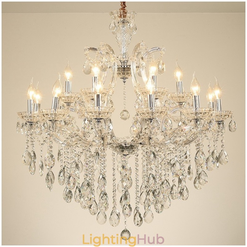 18 (12+6) Light Clear Crystal Candle Chandelier