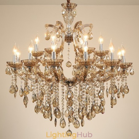 18 (12+6) Light Cognac Crystal Candle Chandelier 18 (12+6) Light Cognac Crystal Candle Chandelier