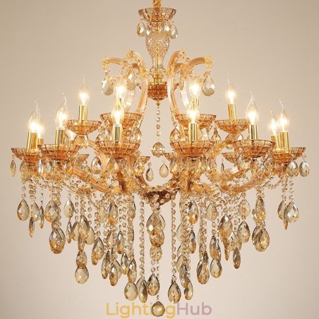 18 (12+6) Light Amber Crystal Candle Chandelier 18 (12+6) Light Amber Crystal Candle Chandelier