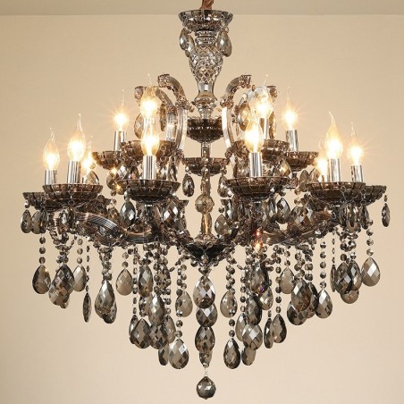 18 (12+6) Light Grey Crystal Candle Chandelier 18 (12+6) Light Grey Crystal Candle Chandelier
