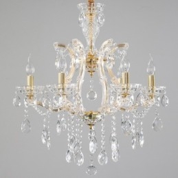 6 Light Gold Crystal Candle Chandelier