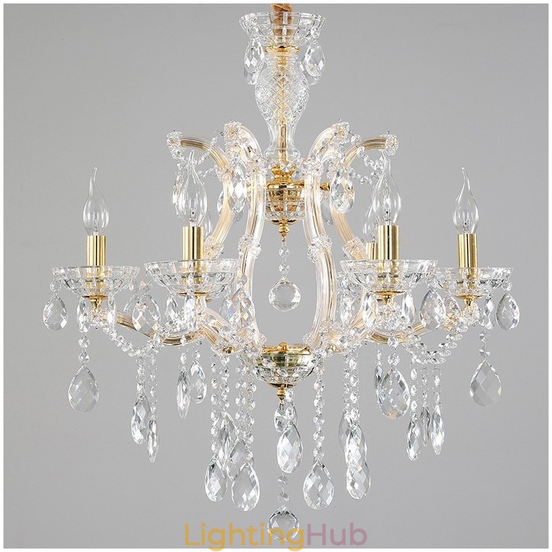 6 Light Gold Crystal Candle Chandelier
