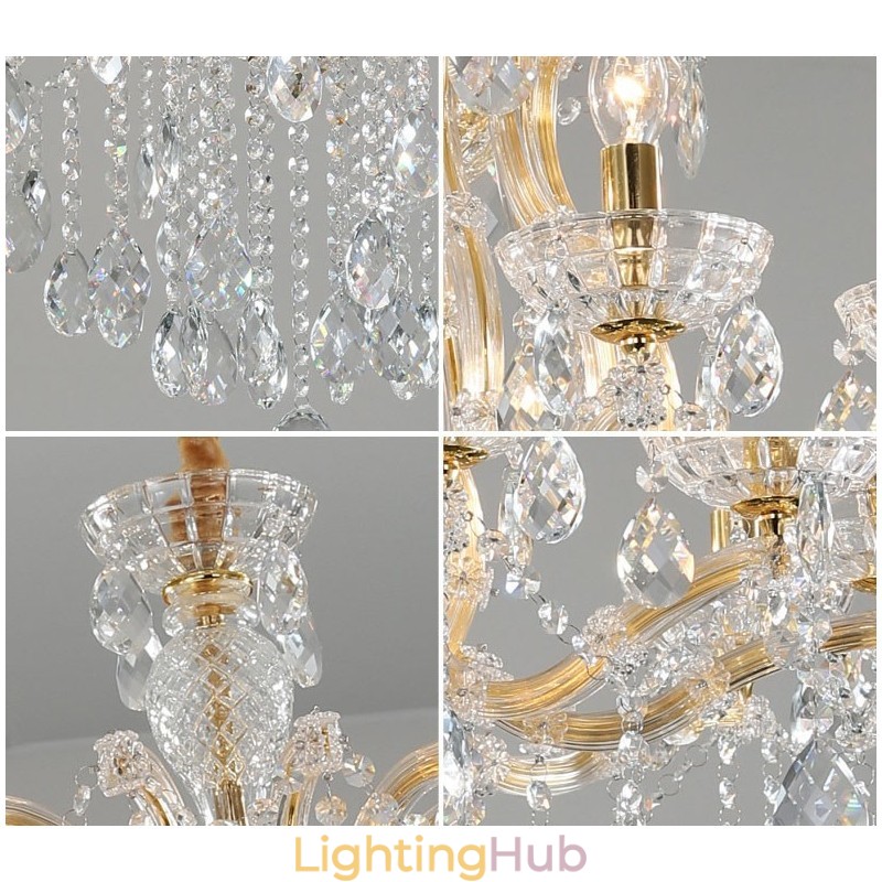 8 Light Gold Crystal Candle Chandelier